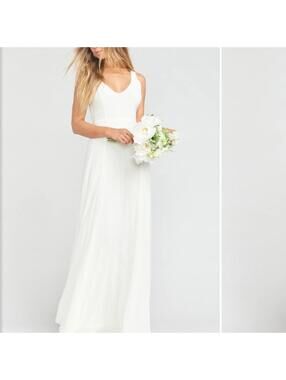 NWT Show Me Your Mumu Jenn Maxi Dress Ivory Chiffon Wedding Bridesmaid Medium